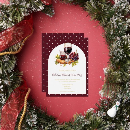 En Aluminium Christmas Cheese & Wine Theme Foil Invitation (Insitu)