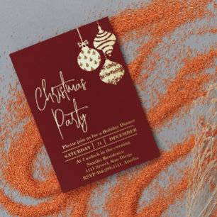 En Aluminium Christmas Party Gold Red Foil Invitation