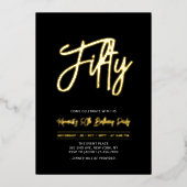 En Aluminium Cinquante | Black Chic Script 50e Invitation Anniv (Recto)