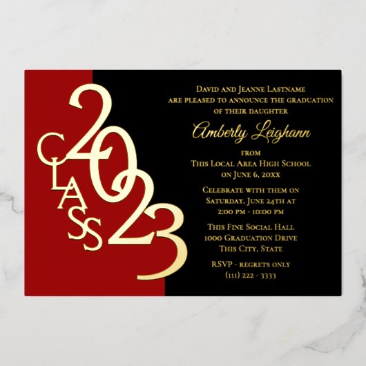 En Aluminium Classe 2023 Graduation Foil Invitation (Recto)