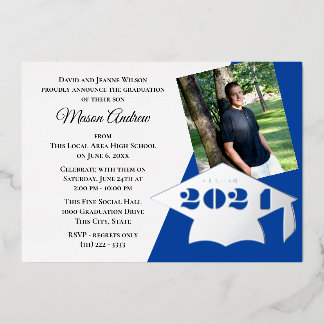 En Aluminium Classe de 2024 Graduation Cap Foil Invitation