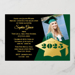 En Aluminium Classe de 2025 Graduation Cap Foil Invitation