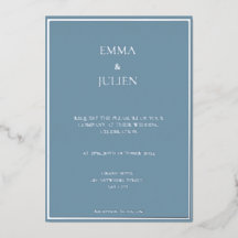 Classy Dusty Blue foil Invitation