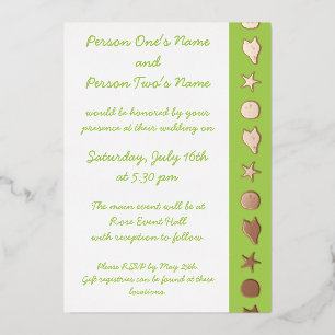En Aluminium Coquillages d'été dans Peridot Foil Invitation