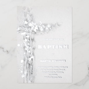 En Aluminium Croix sainte Baptême feuille d'argent Invitation