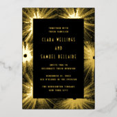 En Aluminium Déco moderne Black Mariage Gold Foil Invitation (Recto)