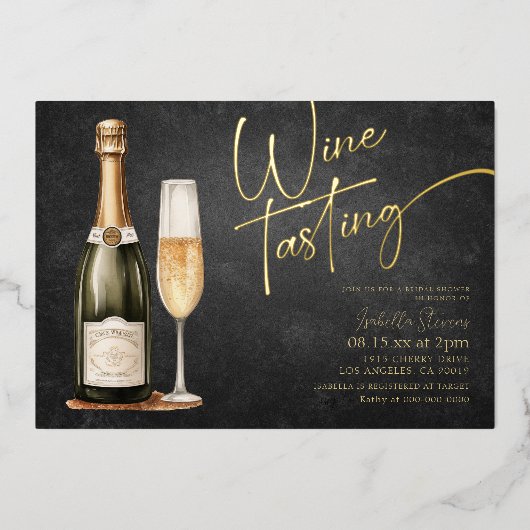 En Aluminium Dégustation De Vins Invitation De Douche Nuptiale (Recto)