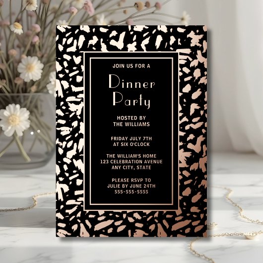 En Aluminium Dîner Invitation Artiste Noir Élégant Rose