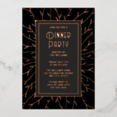 En Aluminium Dîner Invitation Black Elegant Floral (Recto)