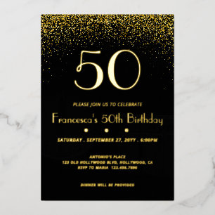 En Aluminium Elégant Black 50e anniversaire Foil Invitation