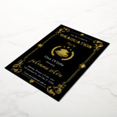 En Aluminium Elegant Black & Gold Foil Graduation Invitation (Rotation)