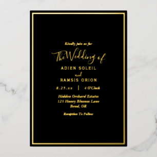 En Aluminium Elégant Black Gold Mariage Foil Invitation