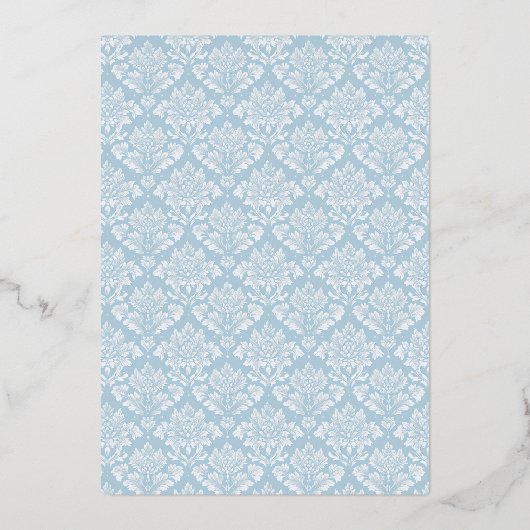 En Aluminium Elegant Blue Damask Wedding Invitation (Verso)