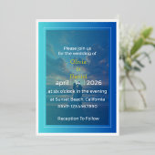 En Aluminium Elegant Blue Ocean Foil Wedding Invitation (Debout devant)