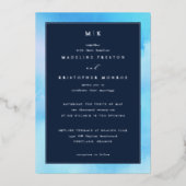En Aluminium Elegant Blue Watercolor Wedding Invitation (Recto)