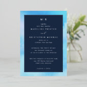 En Aluminium Elegant Blue Watercolor Wedding Invitation (Debout devant)