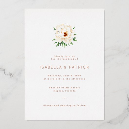 En Aluminium Elegant Cream Floral Wedding Invitation (Recto)