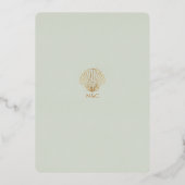 En Aluminium Elegant Gold Seashell Sage Wedding invitation (Verso)
