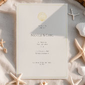 En Aluminium Elegant Gold Seashell Wedding invitation