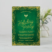 En Aluminium Elégant Green & Gold Fête Foil Invitation (Debout devant)