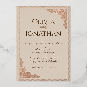 En Aluminium Elégant Mariage Beige Classy Invitation