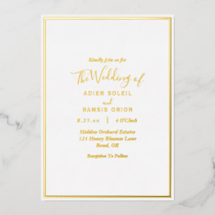 En Aluminium Elégant Mariage moderne Gold Foil Invitation