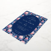 En Aluminium Elegant Navy Floral Wedding Invitation (Rotation)