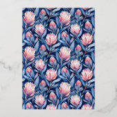 En Aluminium Elegant Navy Floral Wedding Invitation (Verso)