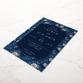 En Aluminium Elegant Navy Floral Wedding Invitation (Rotation)