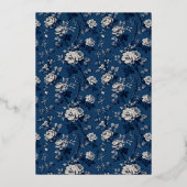 En Aluminium Elegant Navy Floral Wedding Invitation (Verso)