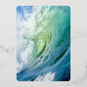 En Aluminium Elégant océan bleu vagues Mariage Foil Invitation (Verso)