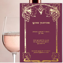 Elégant raisin Art nouveau Foil Invitation