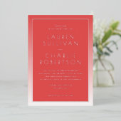 En Aluminium Elegant Red Gradient Wedding Invitation (Debout devant)