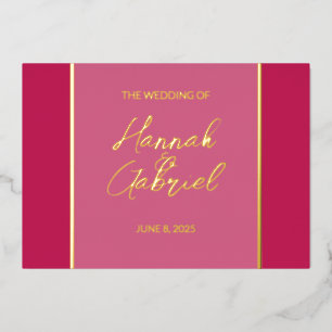 En Aluminium Élégant Rose Red Mariage Foil Invitation