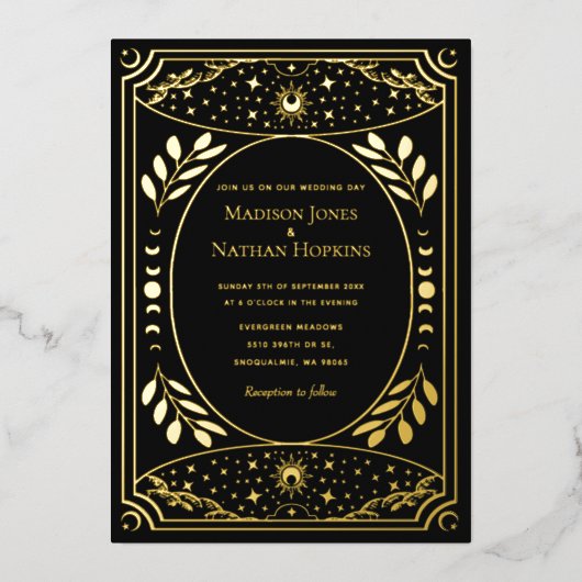 En Aluminium Élégant Tarot gothique Mariage Foil Invitation (Recto)