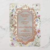 En Aluminium Elégante florale automne Foil Invitation (Recto)