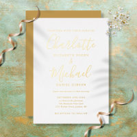 Élégante invitation de mariage à l'encre dorée