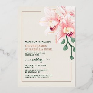 En Aluminium Élégante invitation de mariage à l'orchidée rose p