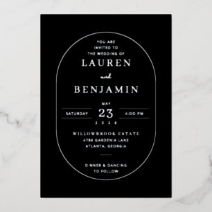 En Aluminium Élégante invitation de mariage formelle noire