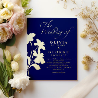 En Aluminium Élégante invitation de mariage moderne avec feuill