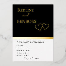 Élégante invitation de mariage noir et blanc or