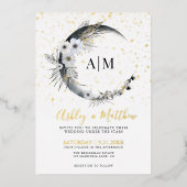 En Aluminium Élégante Lune Céleste Mariage Foil Invitation (Recto)
