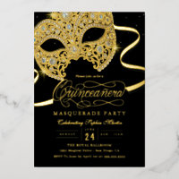 Elégante mascarade or Quinceanera Invitation