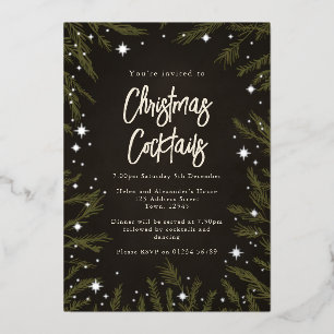 En Aluminium Élégantes stars Cocktails de Noël Foil Invitation