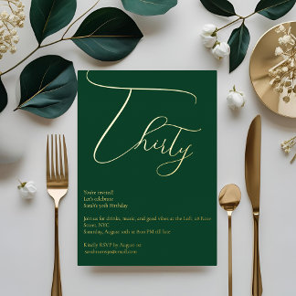 En Aluminium Emerald Green & Gold Foil 30th Birthday Invitation