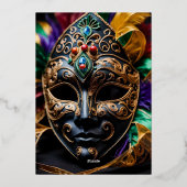 En Aluminium Fabuleux Masquerade Anniversaire Foil Invitation (Verso)