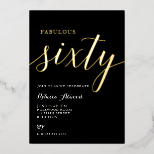 En Aluminium Fabulous Sixty BIrthday Foil Invitation
