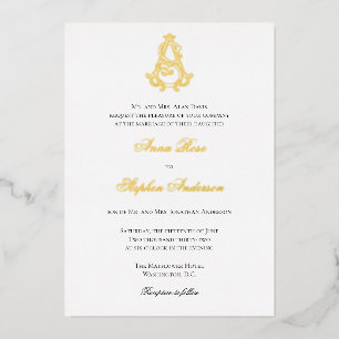 En Aluminium Faire invitation AS Monogramme ou SA Monogramme