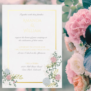 En Aluminium Faire invitation de mariage à motif floral avec do