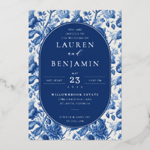 En Aluminium Faire invitation de mariage à motif floral et bleu